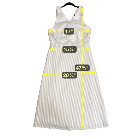 Timeless Minimalist Striped Midi Dress Size 10 Coastal Grandmother Clean Girl - Picture 7 of 7